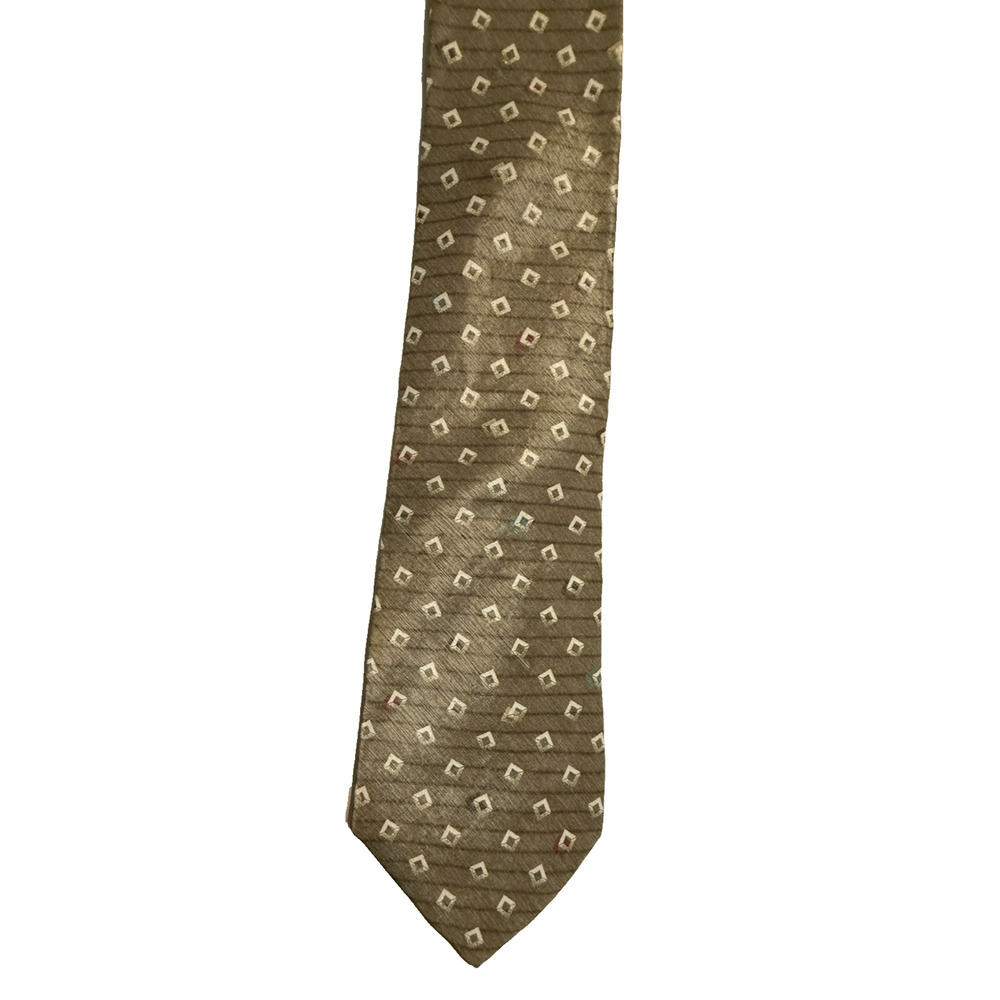 Vintage Wilke-Rodriguez Men’s Necktie Taupe Cream Rust Geometric 58”